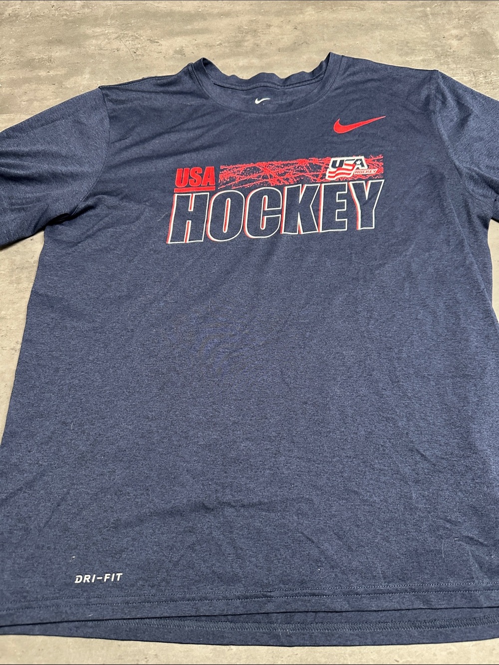 Nike Dri-Fit Navy USA Hockey Performance Tee with Red Accents